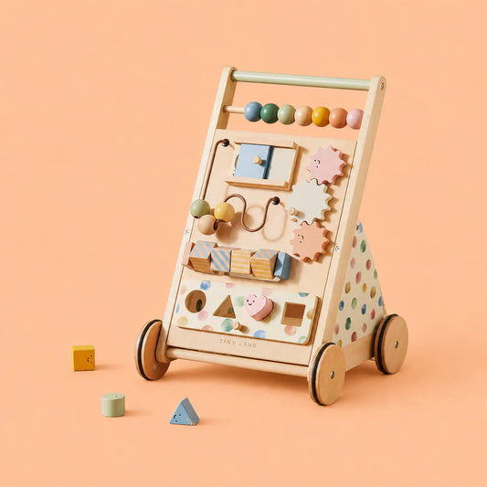 Educational Wooden Baby Walker with Sensory Activities