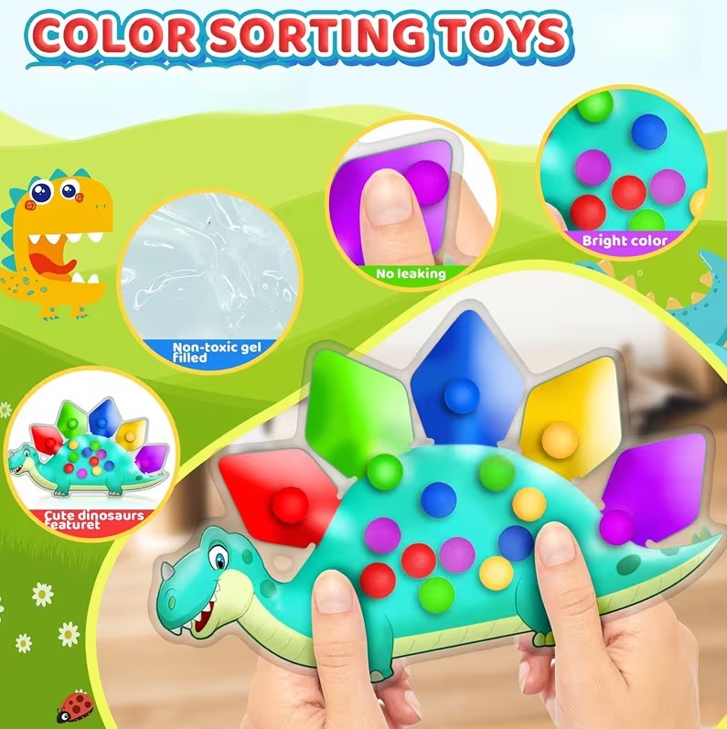 Dinosaur Sensory Toy for Babies 0–15 Months – Color Matching & Fine Motor Skills Learning Toy