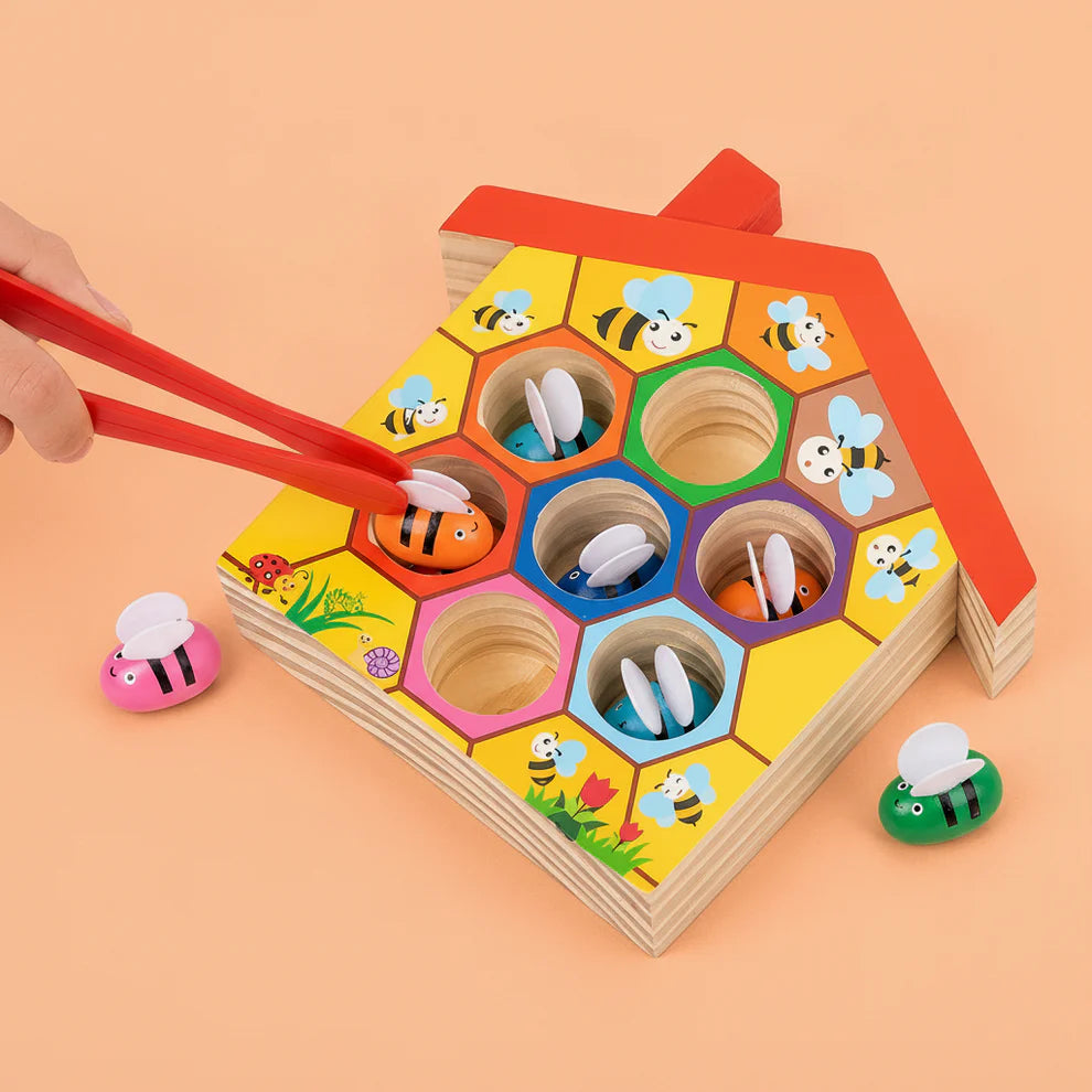 Wooden Puzzle Bee Hive Sorting Toy
