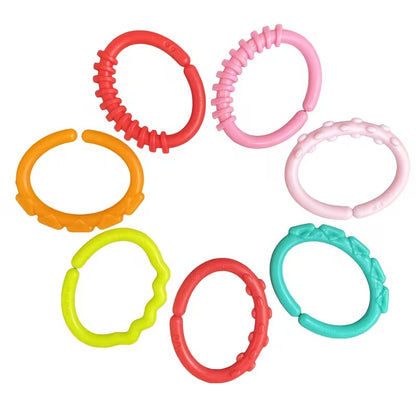 Baby Education Toys Stroller Hanging Rings – Colorful Sensory Linking Toys for Early Learning, Fine Motor Skills & Travel Play