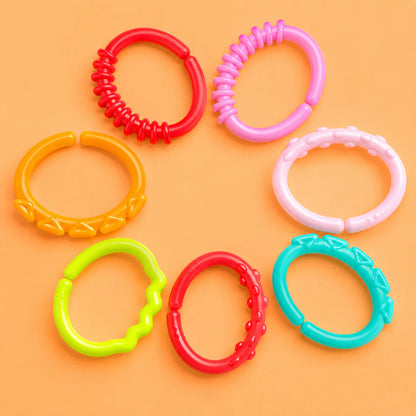 Baby Education Toys Stroller Hanging Rings – Colorful Sensory Linking Toys for Early Learning, Fine Motor Skills & Travel Play