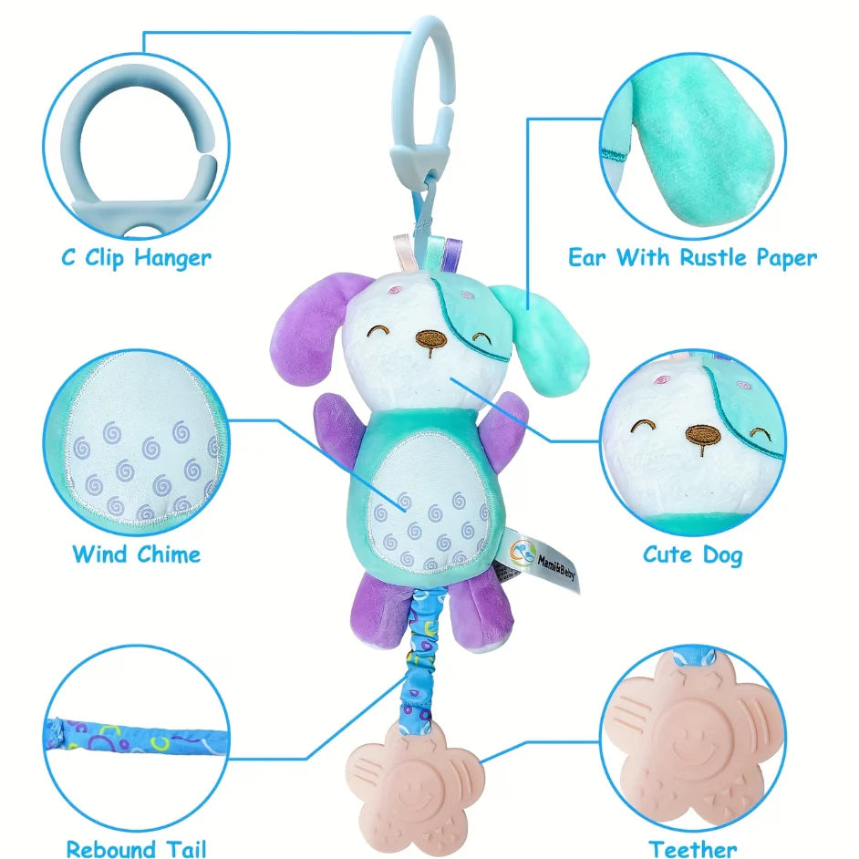 Baby Plush Toy Hanging Sensory Toy for Stroller, Car Seat & Crib