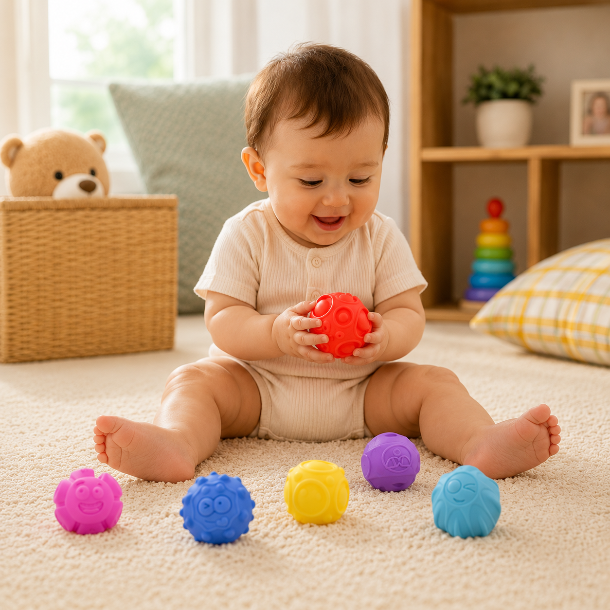 Baby Sensory Squishy Balls – Soft Textured Learning & Grasping Toy