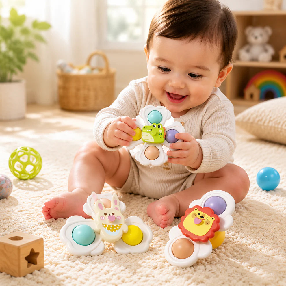 Baby Spinning Top – Colorful Sensory Suction Spinner Toy