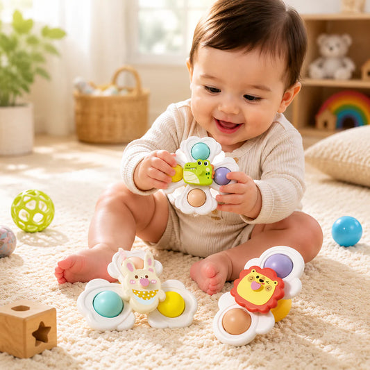 Baby Spinning Top – Colorful Sensory Suction Spinner Toy