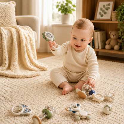 Baby Toys Sensory Rattle & Teether Set – Interactive Educational Baby Toys for Early Development