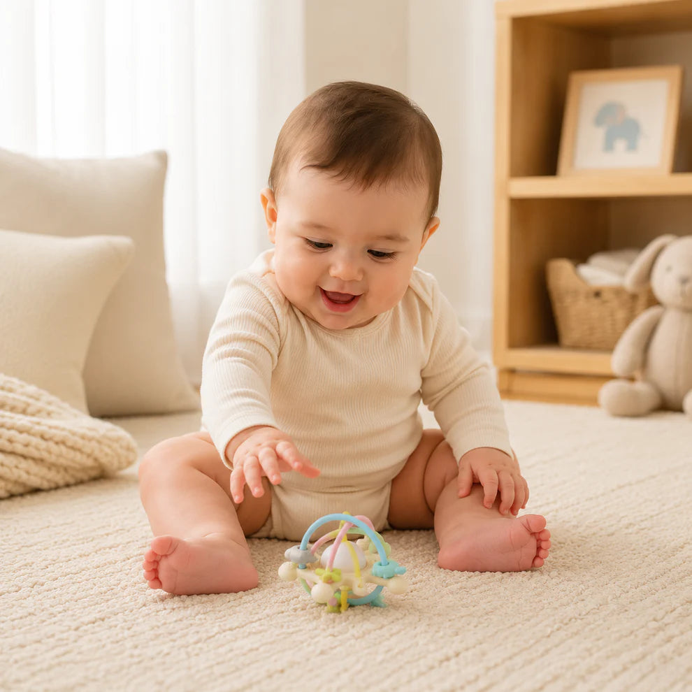 Baby Toys Sensory Teether Bell Silicone Ball – Soft Grasping & Early Development Toy for Infants
