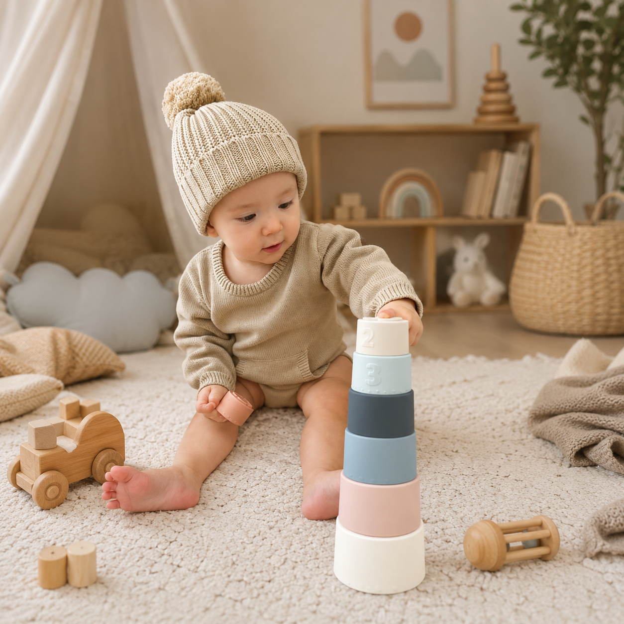 Soft Silicone Stacking Cups