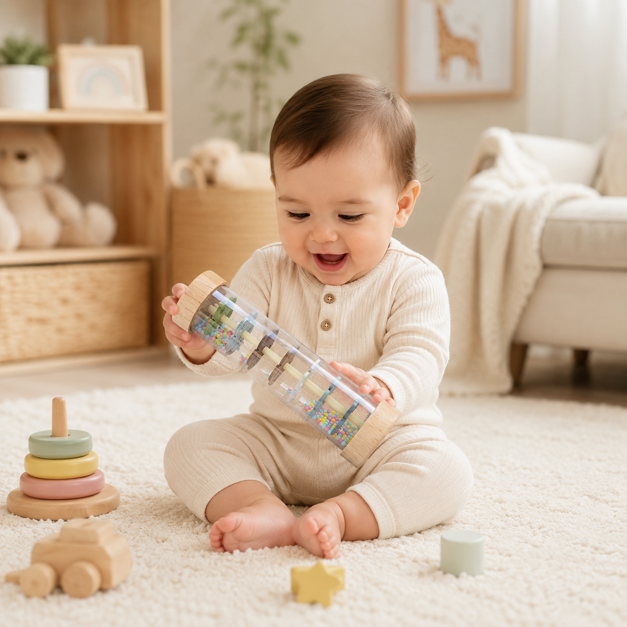 Sensory Toy for Babies – Interactive Bead Roller & Rattle Learning Toy