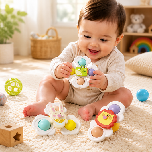 Baby Spinning Top – Colorful Sensory Suction Spinner Toy