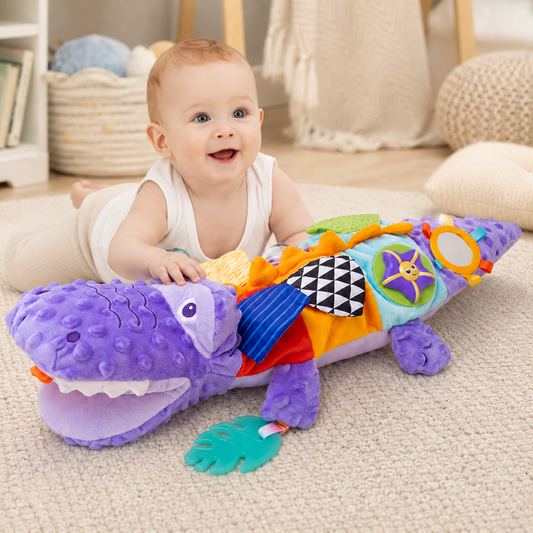 Purple Crocodile Baby Tummy Time Plush Toy