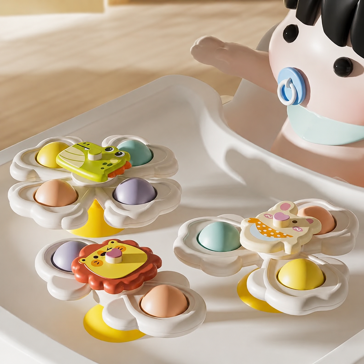 Baby Spinning Top – Colorful Sensory Suction Spinner Toy