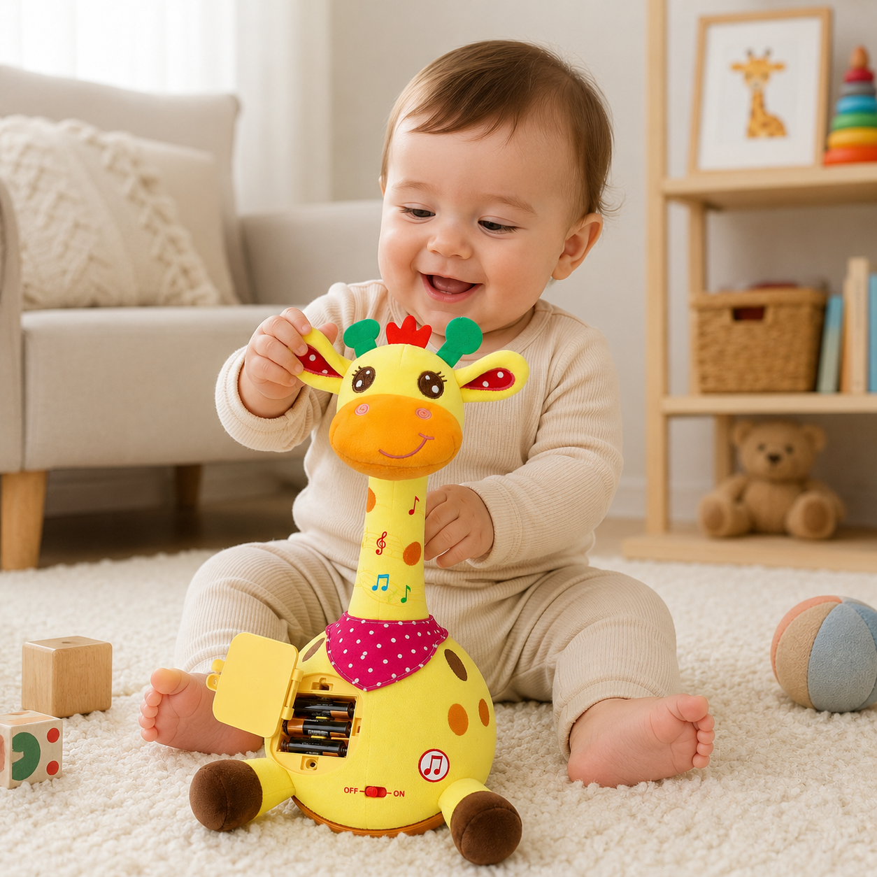 Animal Toy Giraffe Plush Musical Toy for Babies – Interactive Sensory Learning & Development Companion