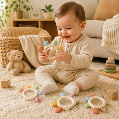 Dino Teething Toy – Soft Silicone Dinosaur Teether for Babies