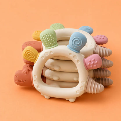 Dino Teething Toy – Soft Silicone Dinosaur Teether for Babies