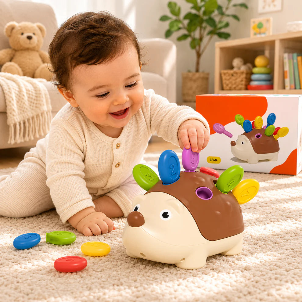 Educational Toy Hedgehog Color & Number Matching Game for Early Learning and Fine Motor Skills
