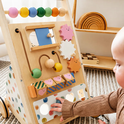 Educational Wooden Baby Walker with Sensory Activities