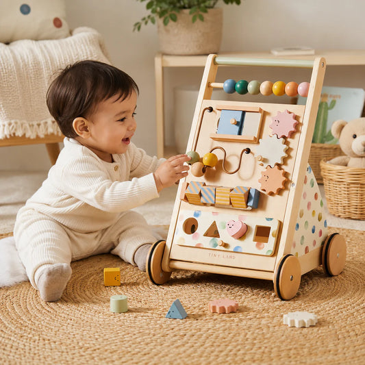 Educational Wooden Baby Walker with Sensory Activities