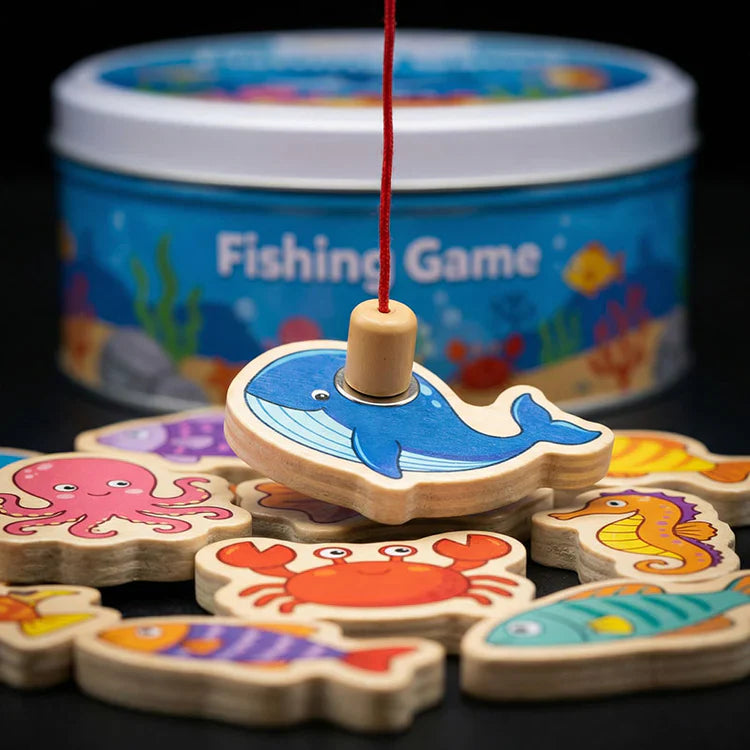 Fishing Game Wooden Ocean Animal Matching Toy for Babies and Toddlers