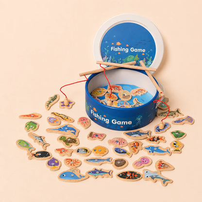 Fishing Game Wooden Ocean Animal Matching Toy for Babies and Toddlers