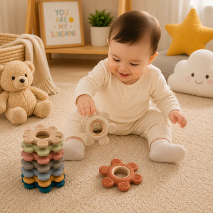 Flower-Shaped Teether Toy – Soft Soothing Chew & Sensory Toy
