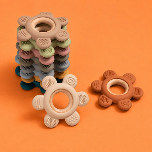 Flower-Shaped Teether Toy – Soft Soothing Chew & Sensory Toy