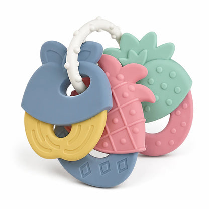 Infant Teether Toy Set – Colorful Textured Teething & Sensory Learning Rings for Babies