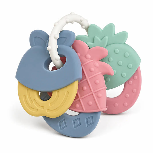 Infant Teether Toy Set – Colorful Textured Teething & Sensory Learning Rings for Babies