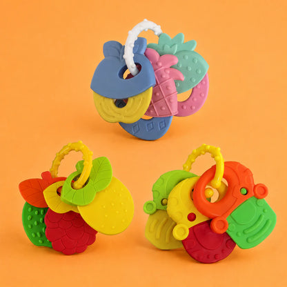 Infant Teether Toy Set – Colorful Textured Teething & Sensory Learning Rings for Babies