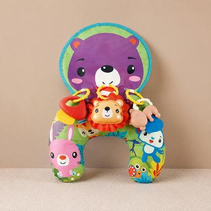 Interactive Tummy Time Toy  Play Pillow with Lion Rattle
