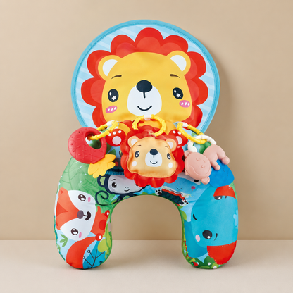 Interactive Tummy Time Toy  Play Pillow with Lion Rattle