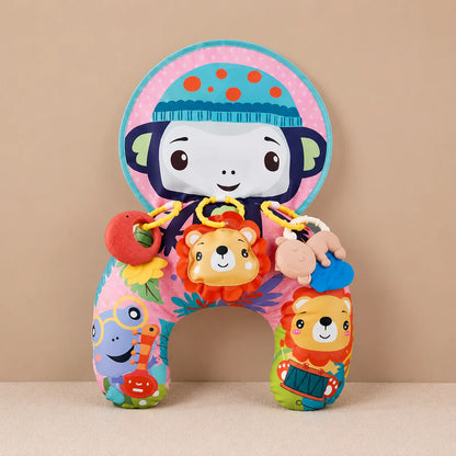 Interactive Tummy Time Toy  Play Pillow with Lion Rattle