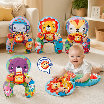 Interactive Tummy Time Toy  Play Pillow with Lion Rattle