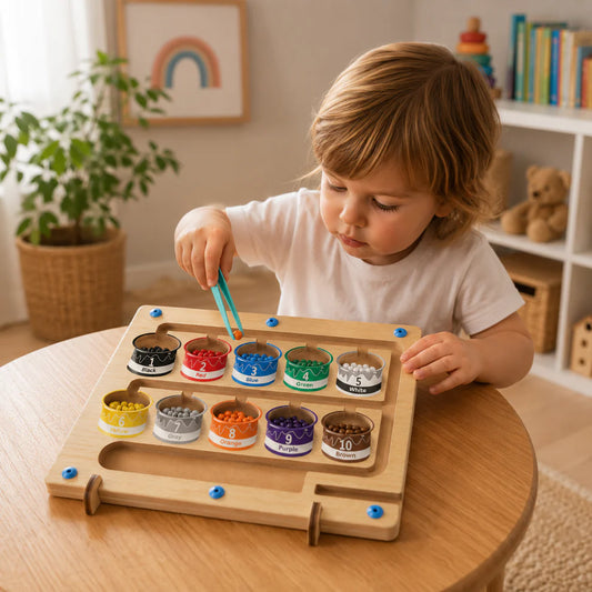 Wooden Color Sorting Board with Magnetic Balls