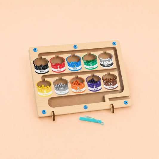 Wooden Color Sorting Board with Magnetic Balls