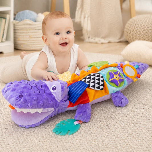 Purple Crocodile Baby Tummy Time Plush Toy