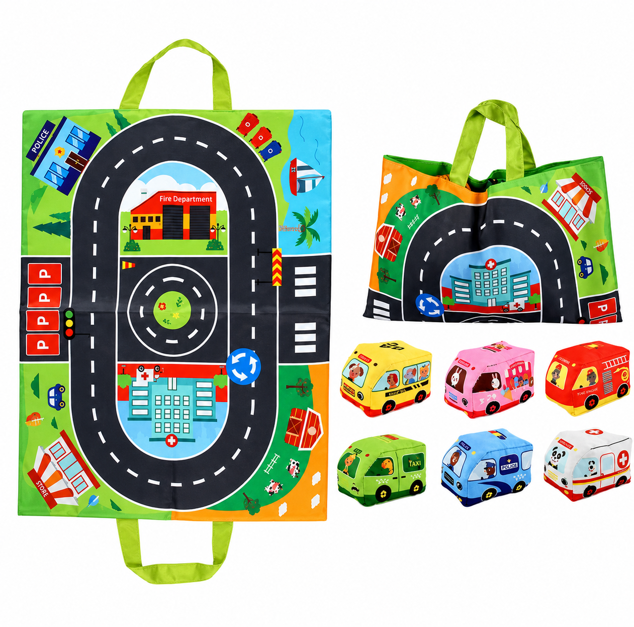 Road Adventure Toy Car Play Mat Set