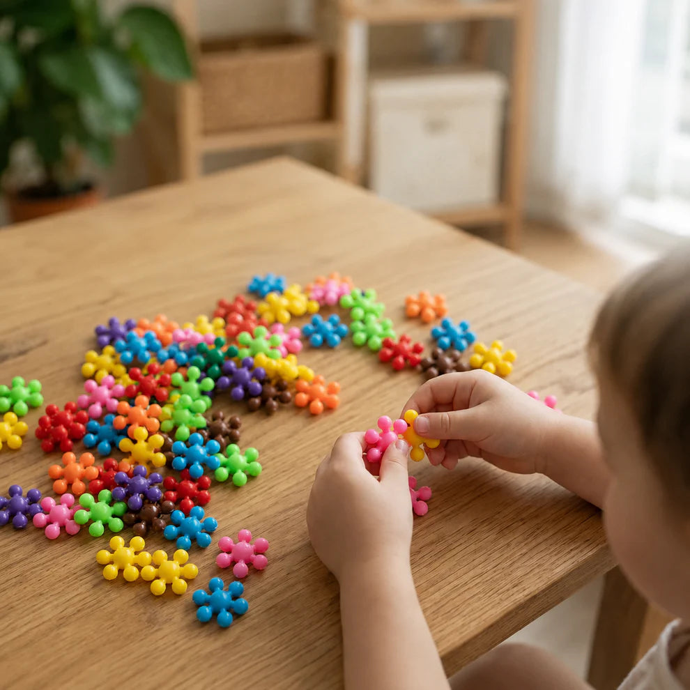 Colorful Interlocking Snowflake Building Blocks
