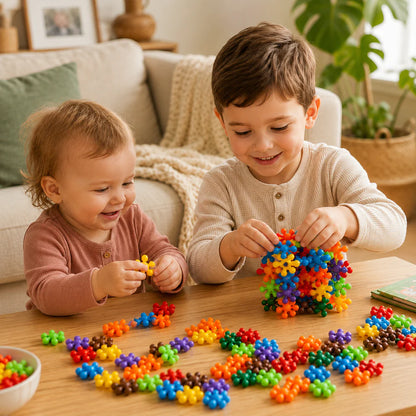 Colorful Interlocking Snowflake Building Blocks