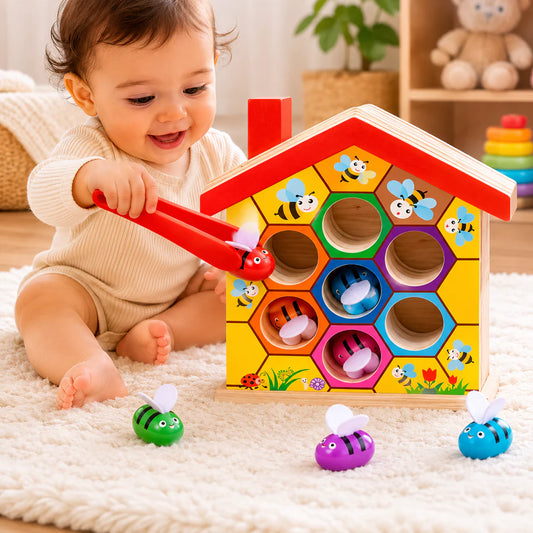 Wooden Puzzle Bee Hive Sorting Toy