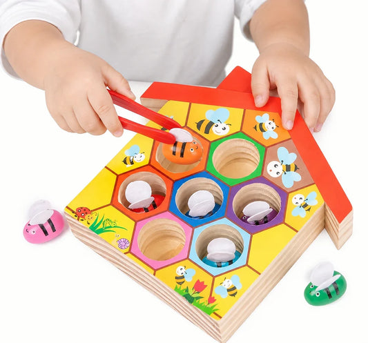 Wooden Puzzle Bee Hive Sorting Toy