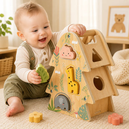 Wooden Shape Sorting Building Blocks Toy